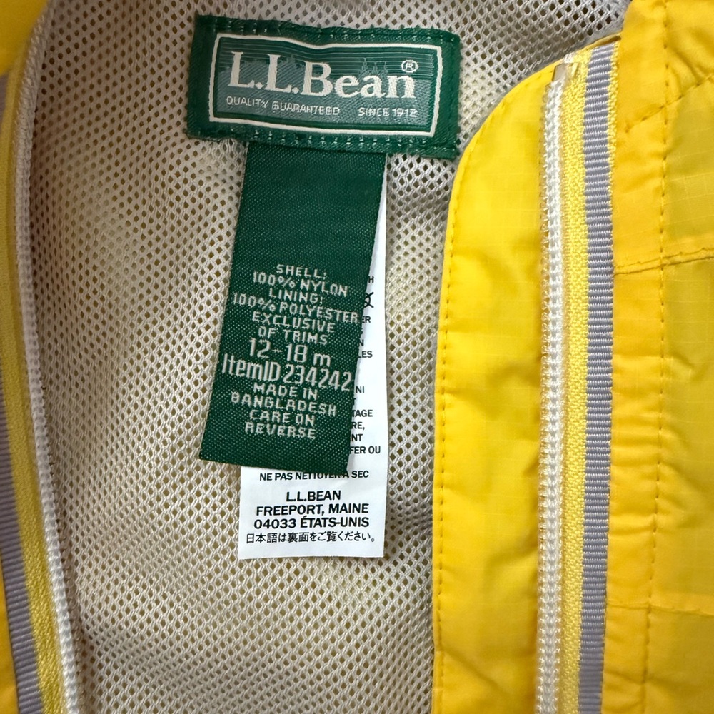 L.L. Bean Kids Bright Yellow Raincoat - Picture 2 of 2